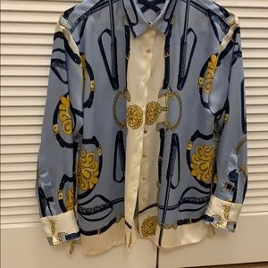 Satin Zara Print Oversize Shirt
